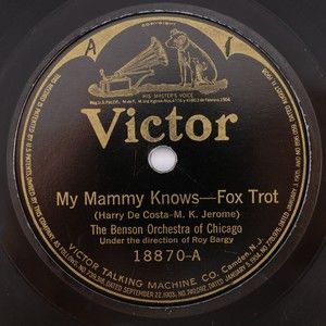 The Benson Orchestra Of Chicago – My Mammy Knows / Angel Child 10" 78 rpm Record